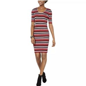Bar III Womens Red Metallic Striped Mini Medium